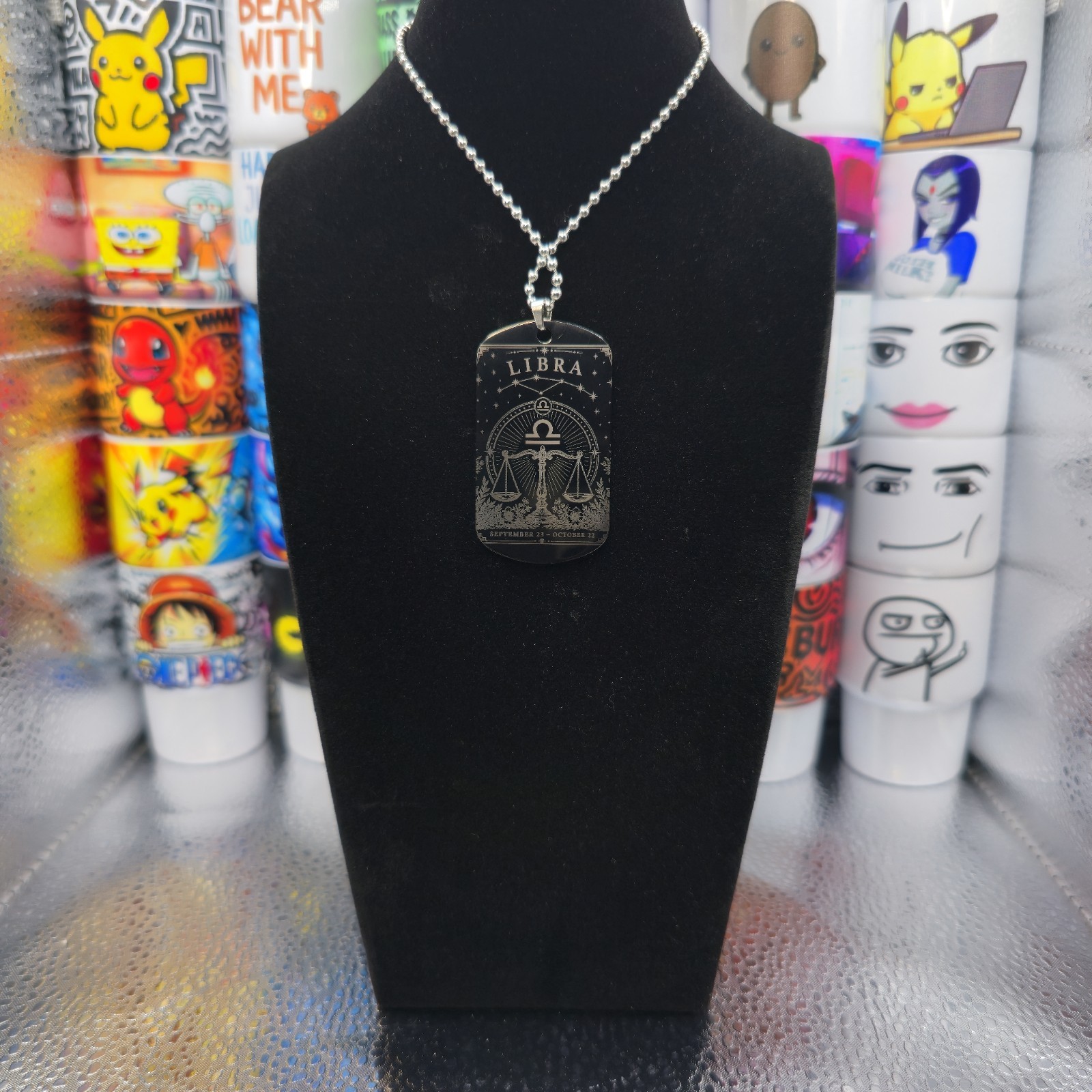 Libra double sided Zodiac Necklace with Astrological Horoscope Pendant