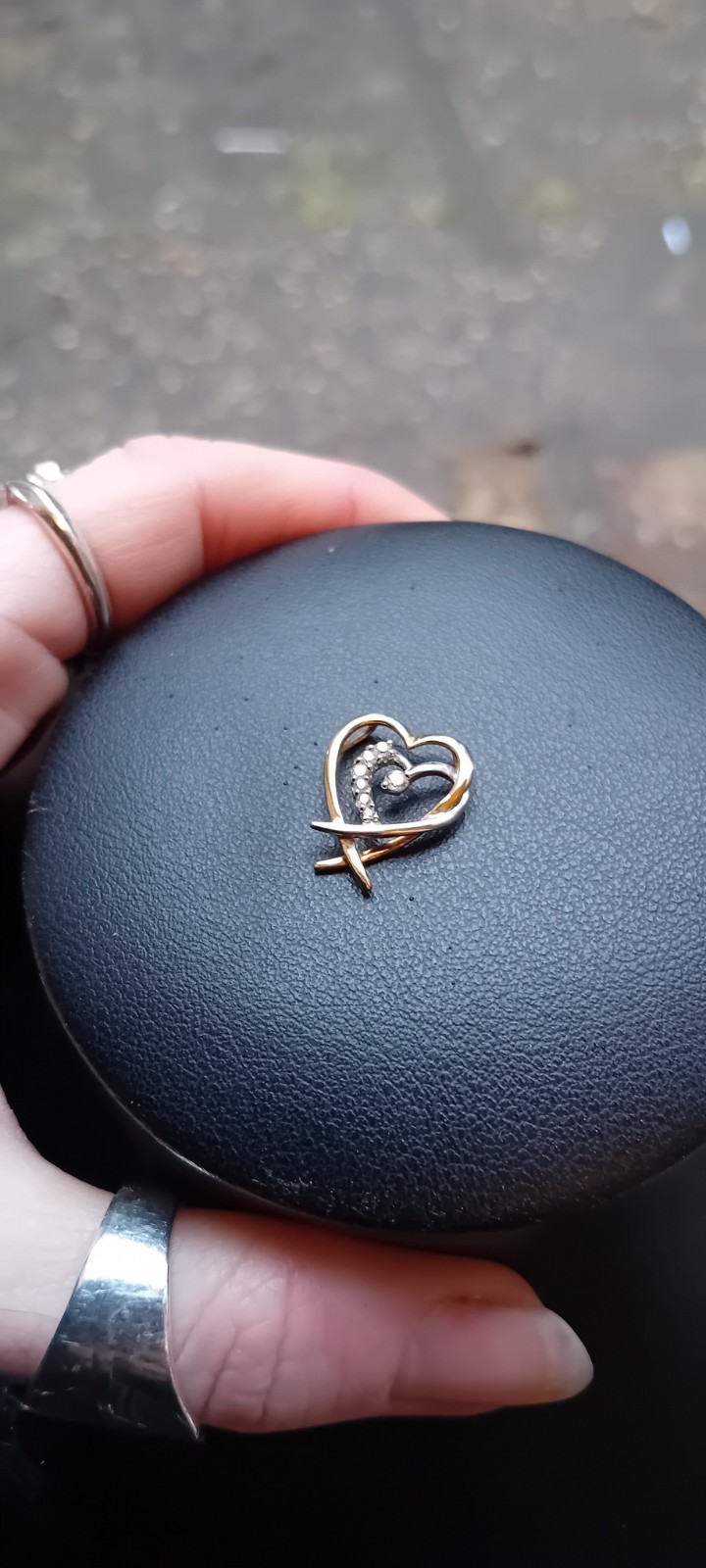 9ct Yellow and White Gold Cubic Zirconia Double Interlocking Heart Pendant