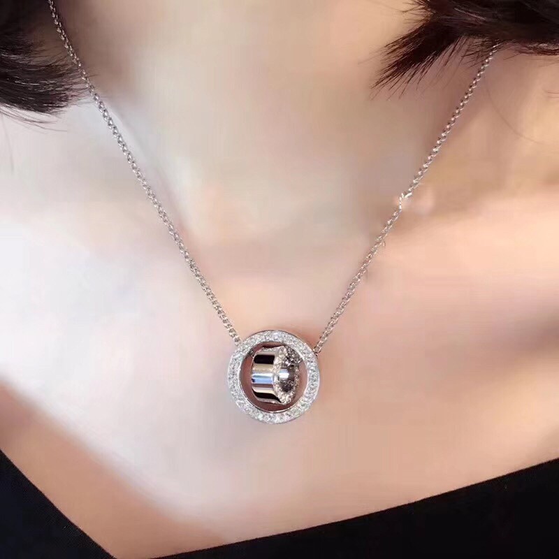Swarovski Two-Tone Minimalist Circle Collarbone Necklace