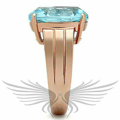 Brilliant 12Ct Oval Synthetic Glass Rose Gold Engagement Ring 5 6 7 8 9 Gl237