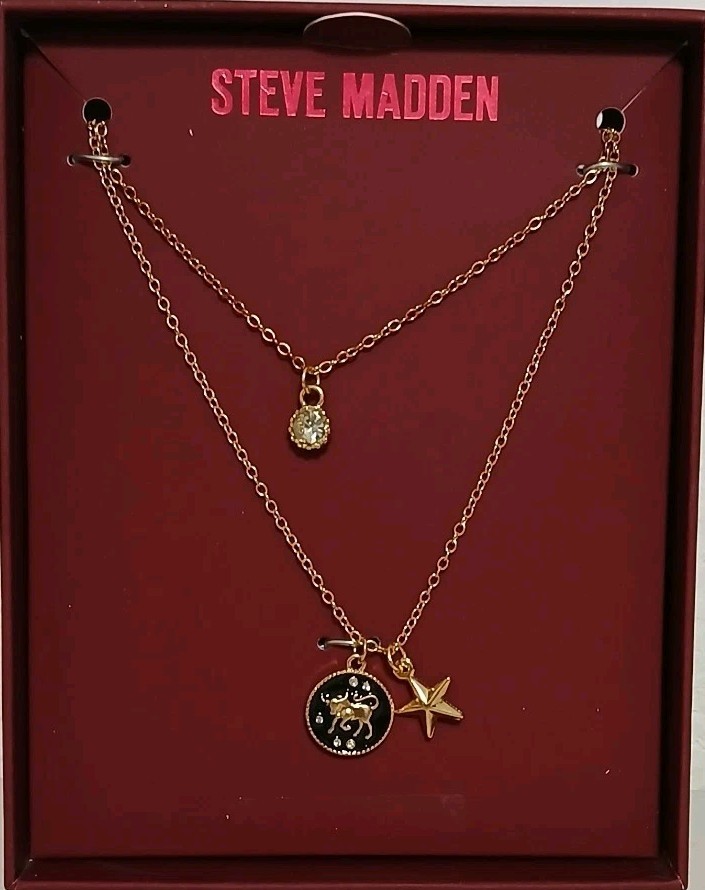 Steve Madden Women Taurus Charm Necklace Goldtone Zodiac Astrology Bull Star