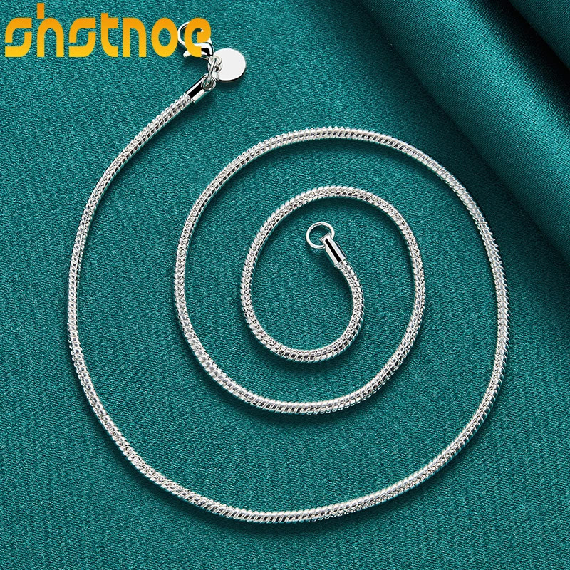 SHSTONE 925 Sterling Silver 3mm 16-30 Inch Snake Chain Necklace For Women Man