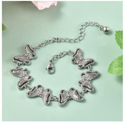 Stylish Butterfly Bracelet in Pure Stainless Steel Size 7.5 with 2 inch Extender