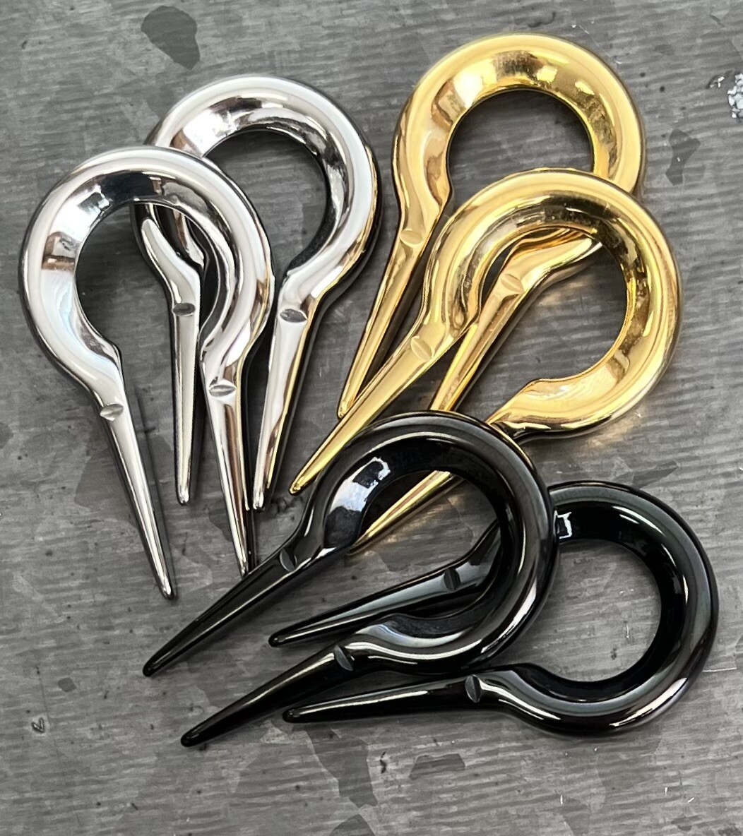 PAIR 316L Surgical Steel Keyhole Hanging Tapers Plugs Ear Weights Body Jewelry