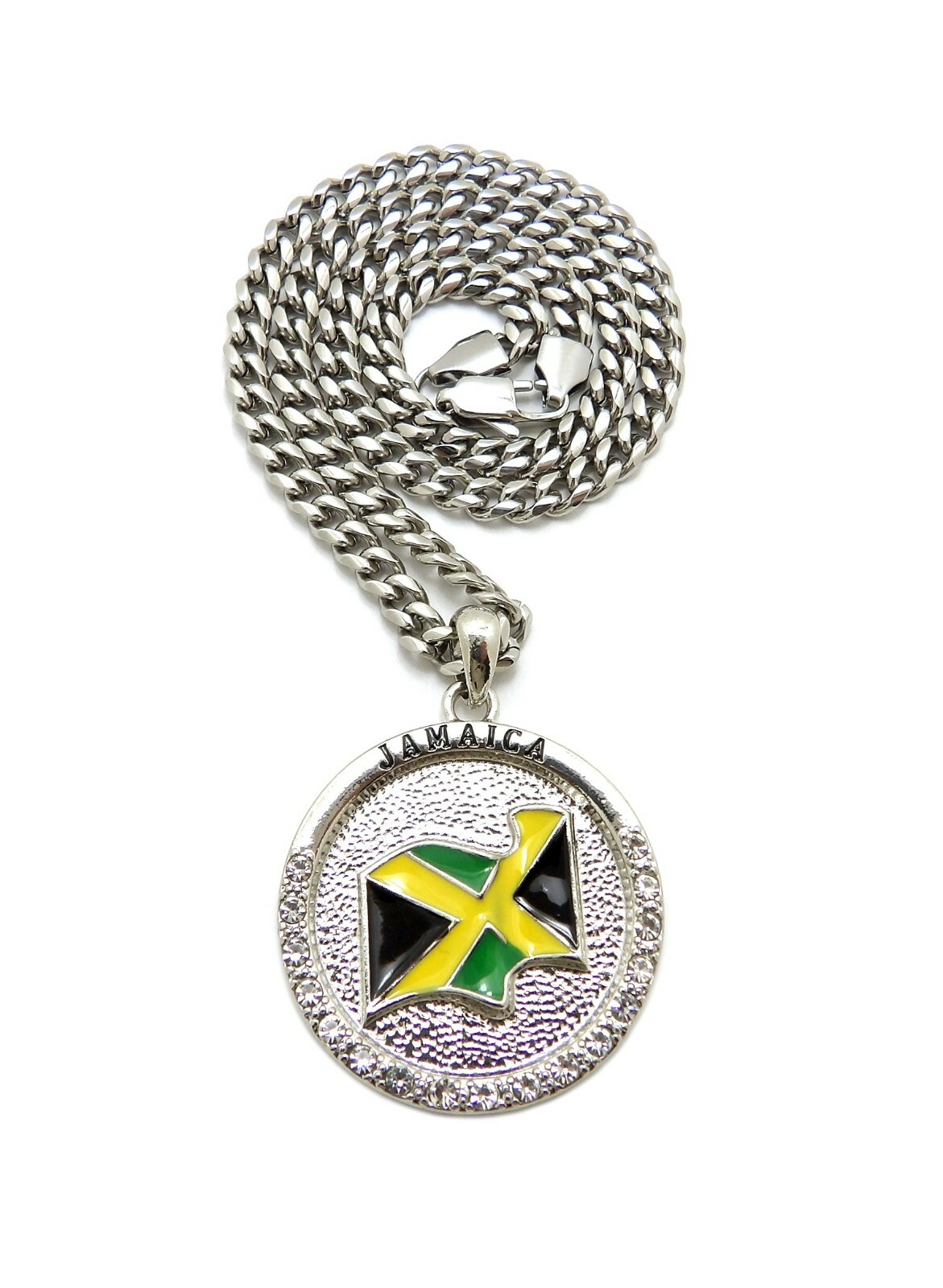 New Jamaica Flag 5mm/18″,20″,24″,30″Stainless Steel Cuban Chain Necklace SRC26
