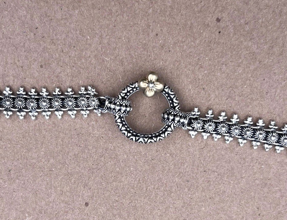Barbara Bixby Sterling Silver & 18K Gold Accent Eastern Necklace 25″ w/ Box