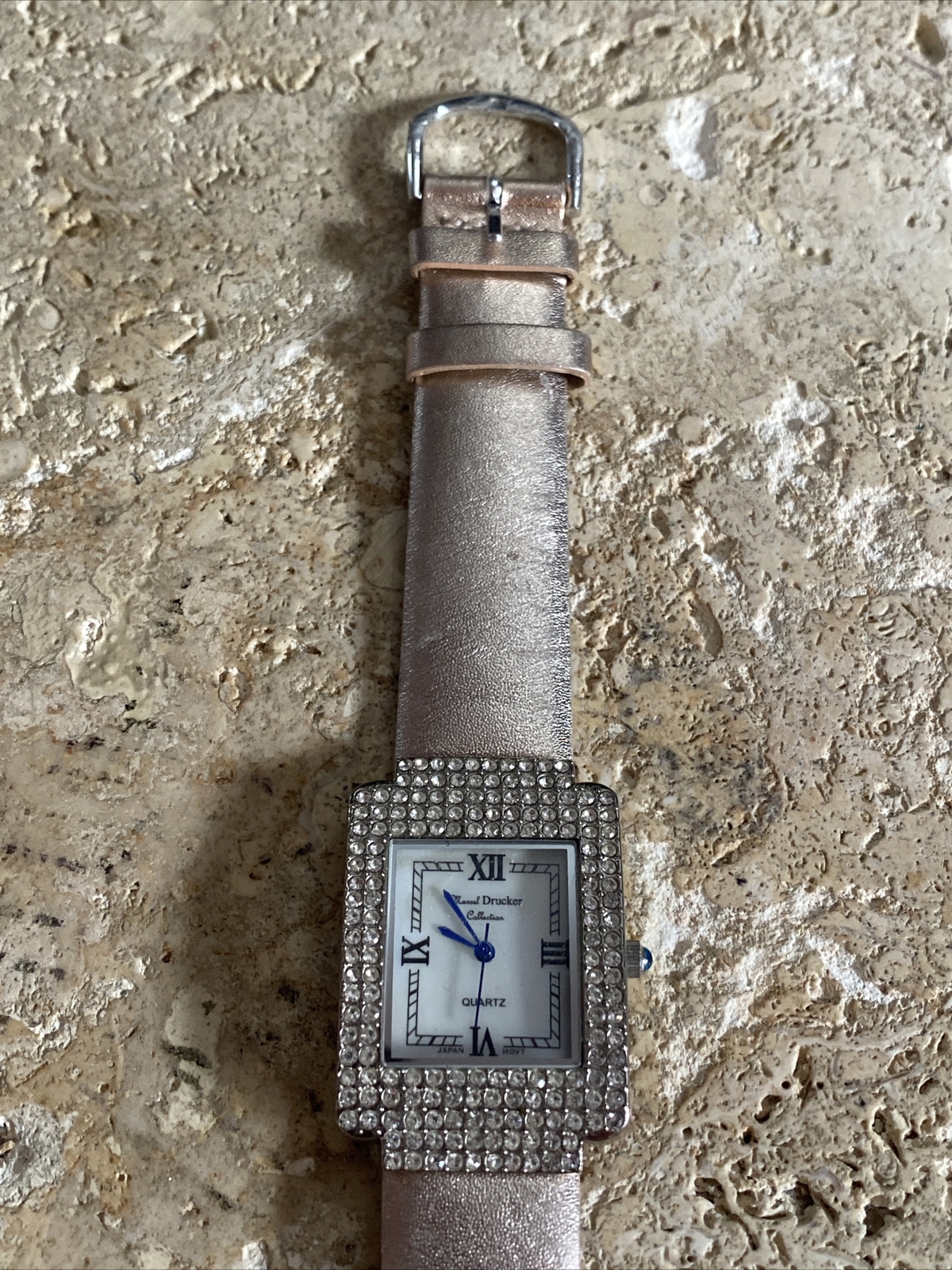 Marcel Drucker ladies Rhinestone watch needs battery Japan movement #2359