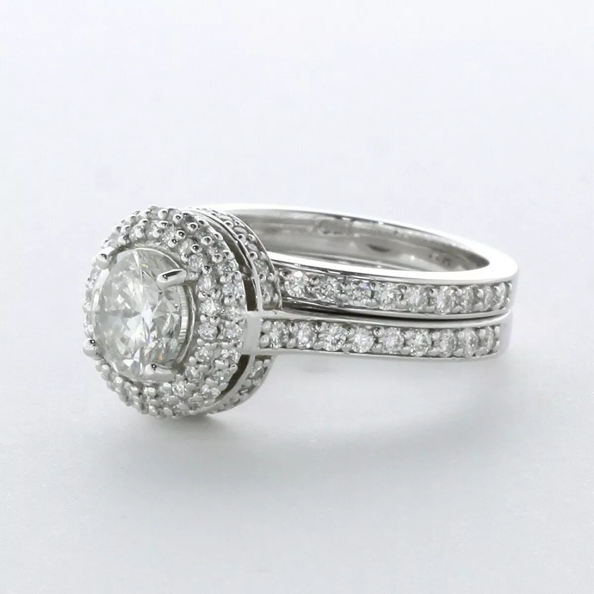 Engagement Ring Set Under Halo 14K Gold 2.56 Carat Round Lab-Grown Diamond E SI2