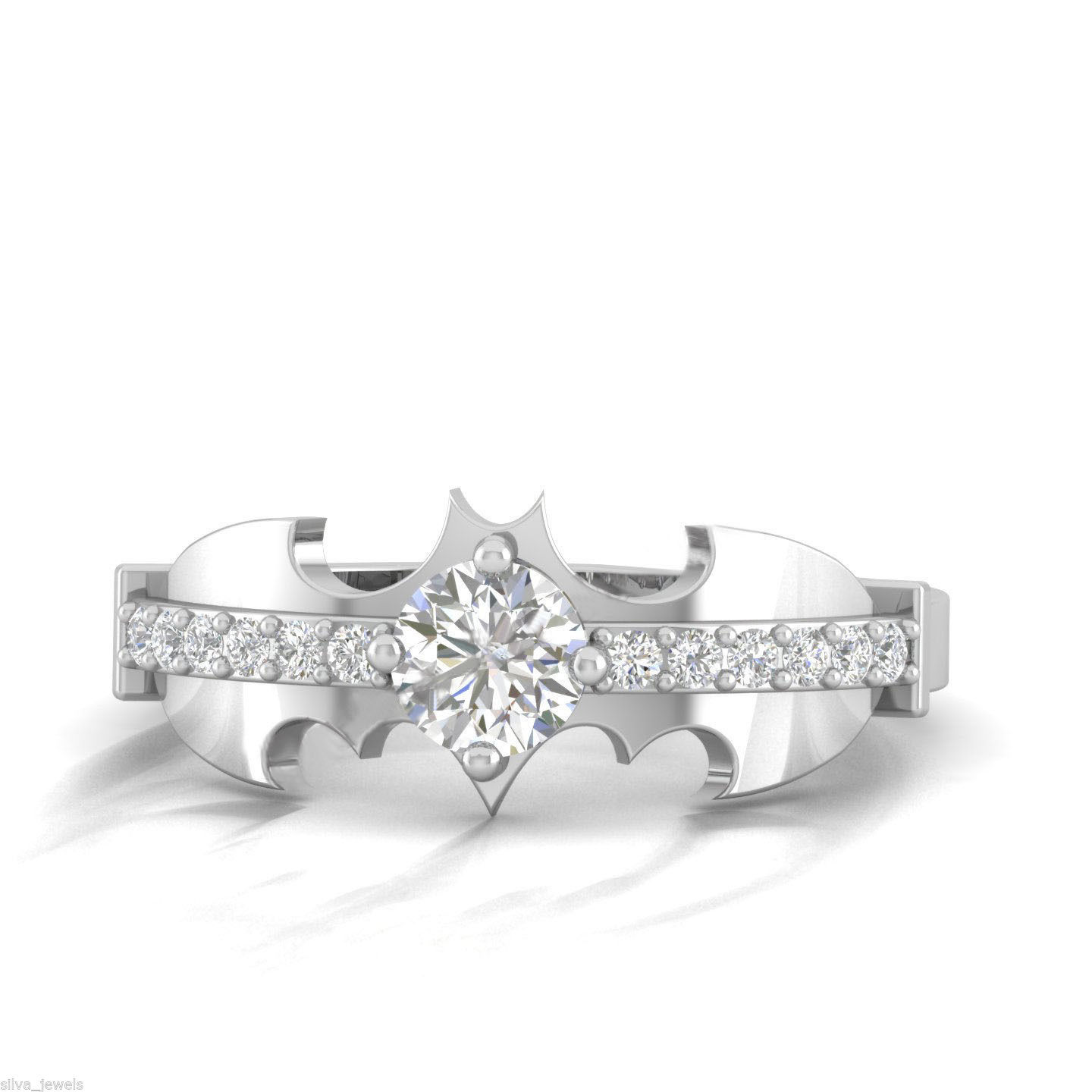 Holy Smokes Batman Round CZ Engagement Wedding Ring 925 Sterling Silver