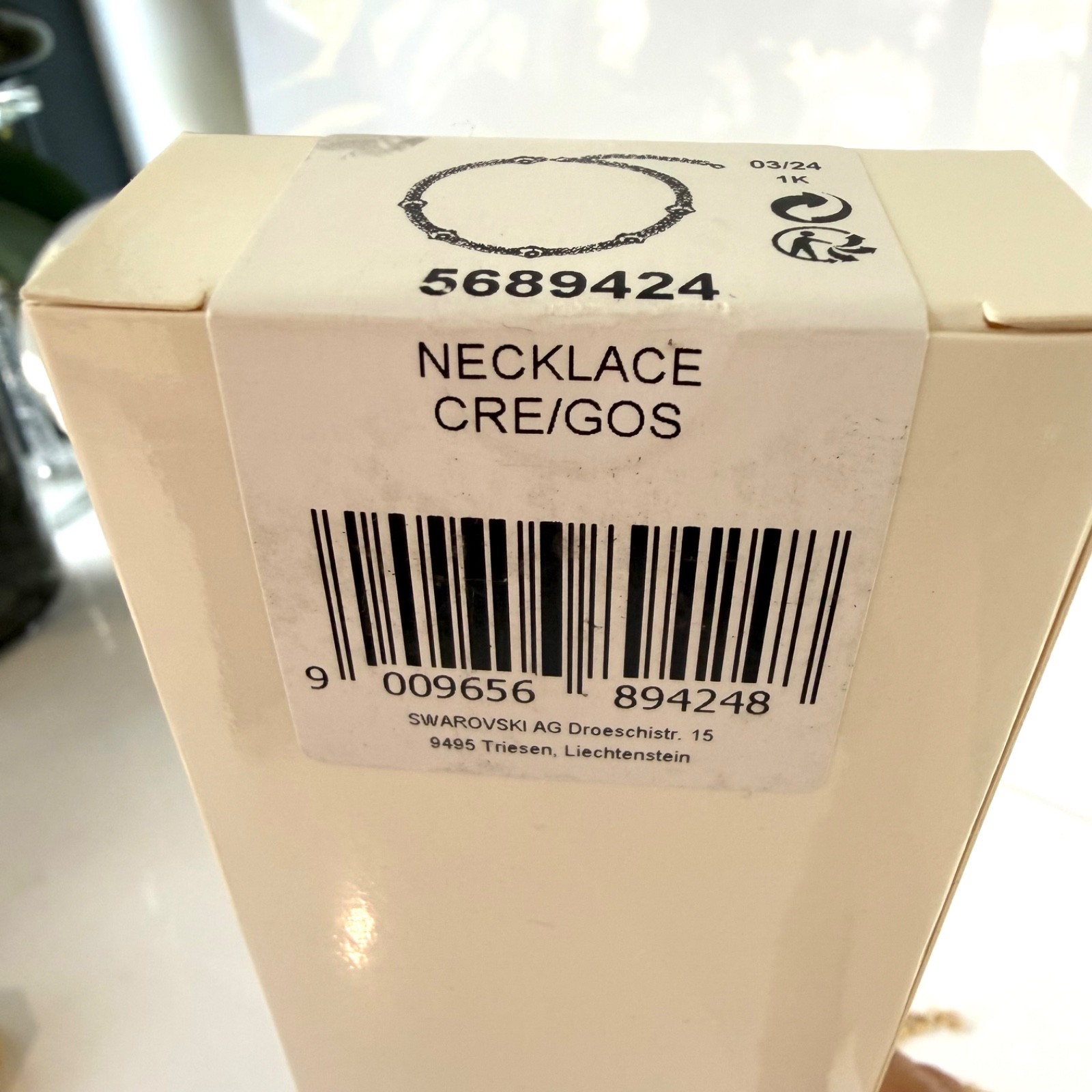 SWAROVSKI Numina Necklace Gold Tone White Crystal Adjustable Chain New In Box