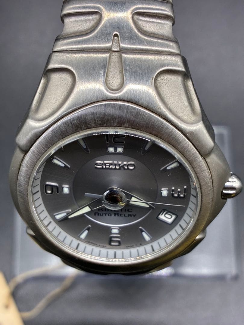 SEIKO KINETIC Auto Relay 5J22-0A30 Silver Men’s Watch 3-3651 Japan