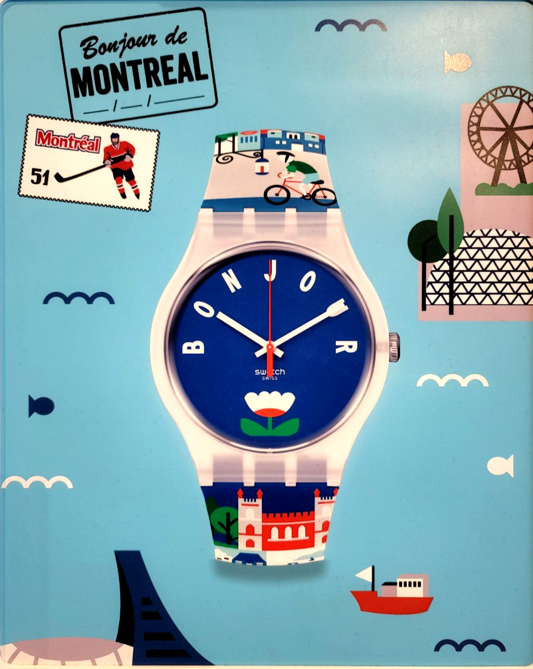 NIB RARE Swatch L’ESPRIT Destination Watch MONTREAL Exclusive SO29Z100