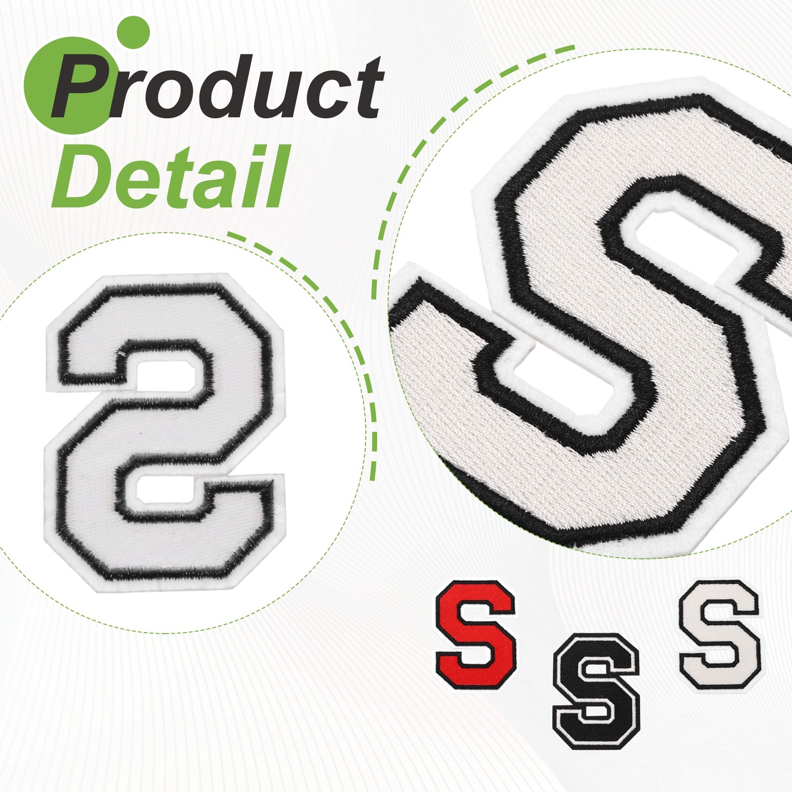 3pcs Iron Patches Letter S 3 Inch, Red/White/Black