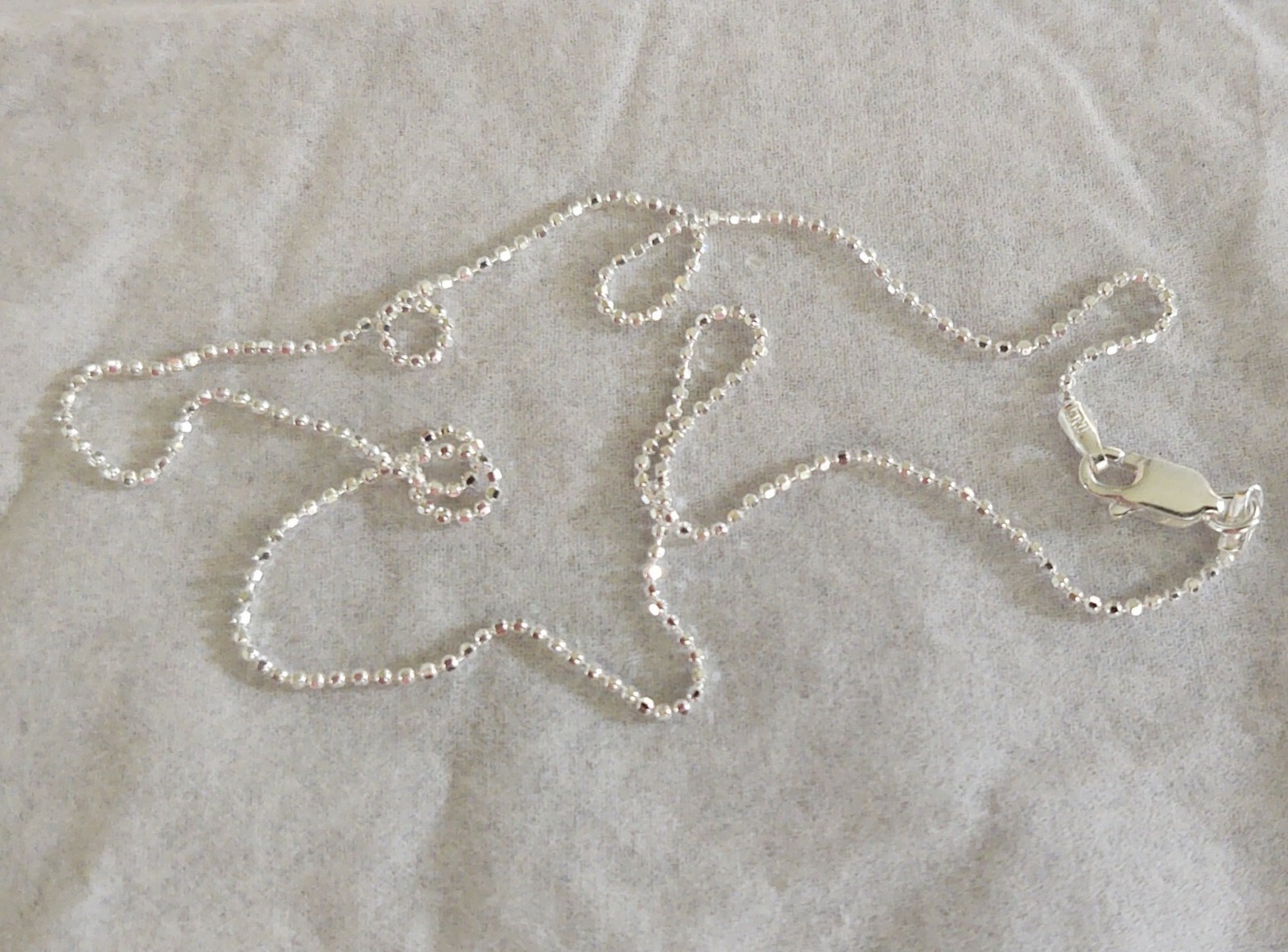 Diamond Cut Bead Chain – Sterling Silver – 1.2mm*- 17 inch* – Made in Italy [BN]