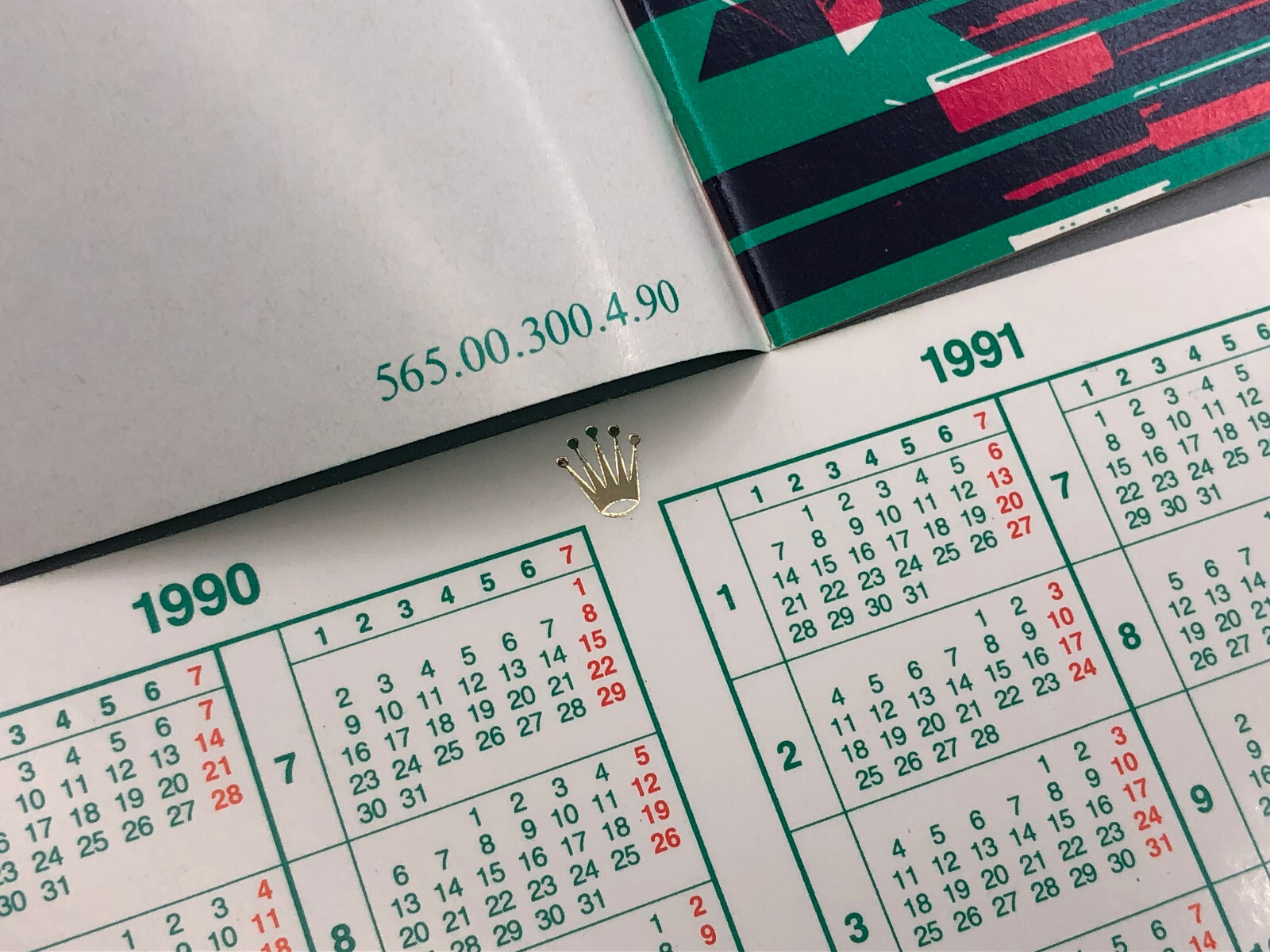ROLEX NOS 1990/1991 CALENDAR CARD TRANSLATION BOOKLET DOCUMENT WALLET HOLDER LOT