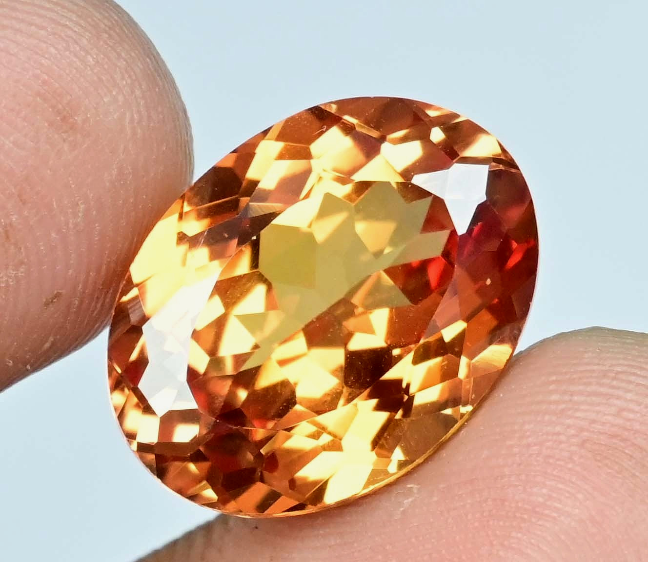20.00 Ct Natural Imperial Topaz Untreated Certified Oval Flawless Loose Gemstone