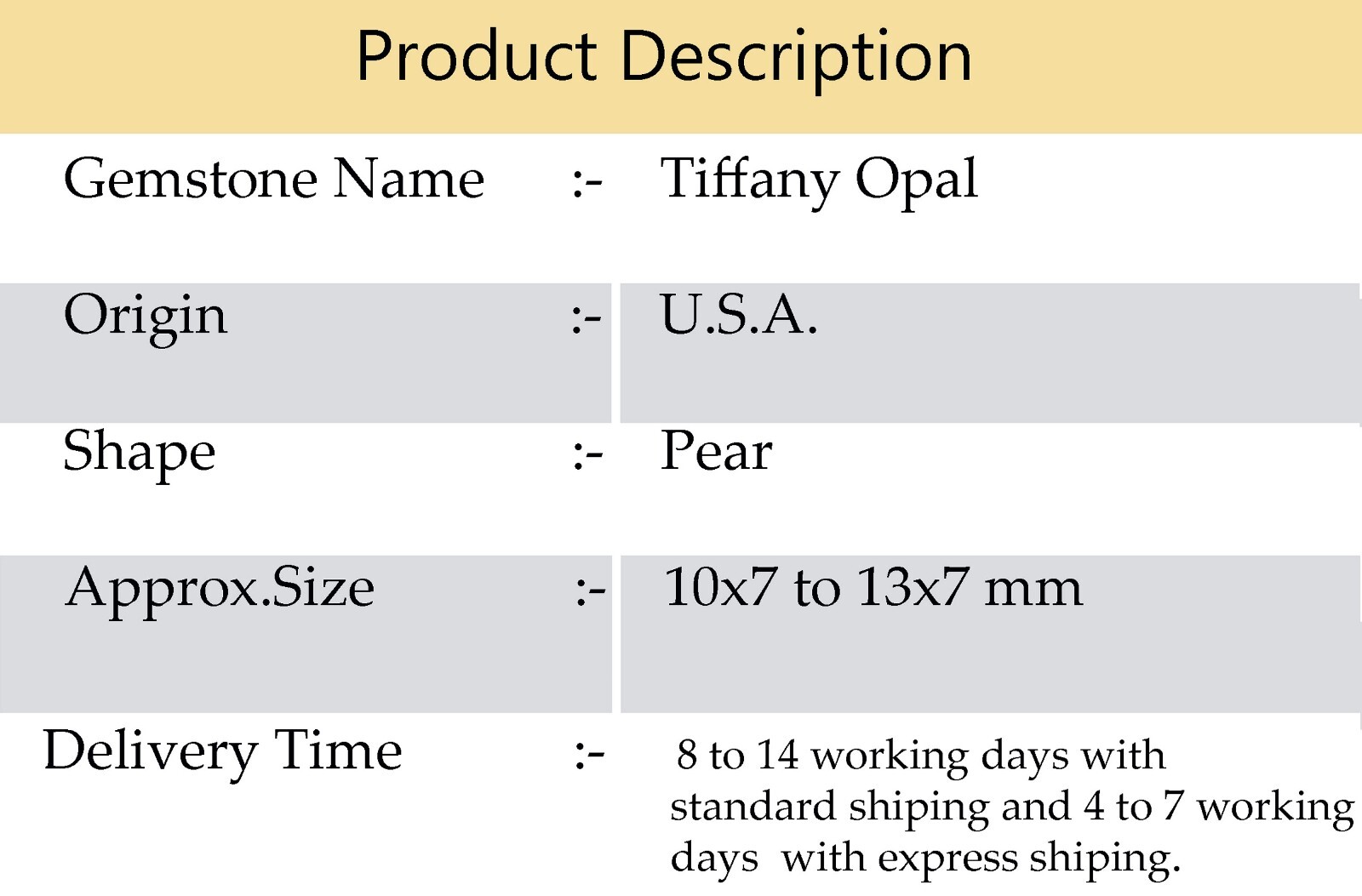 Natural Tiffany opal Gem 10×7 to 13×7 mm Smooth Pear Shape Beads 8 Inch Strand