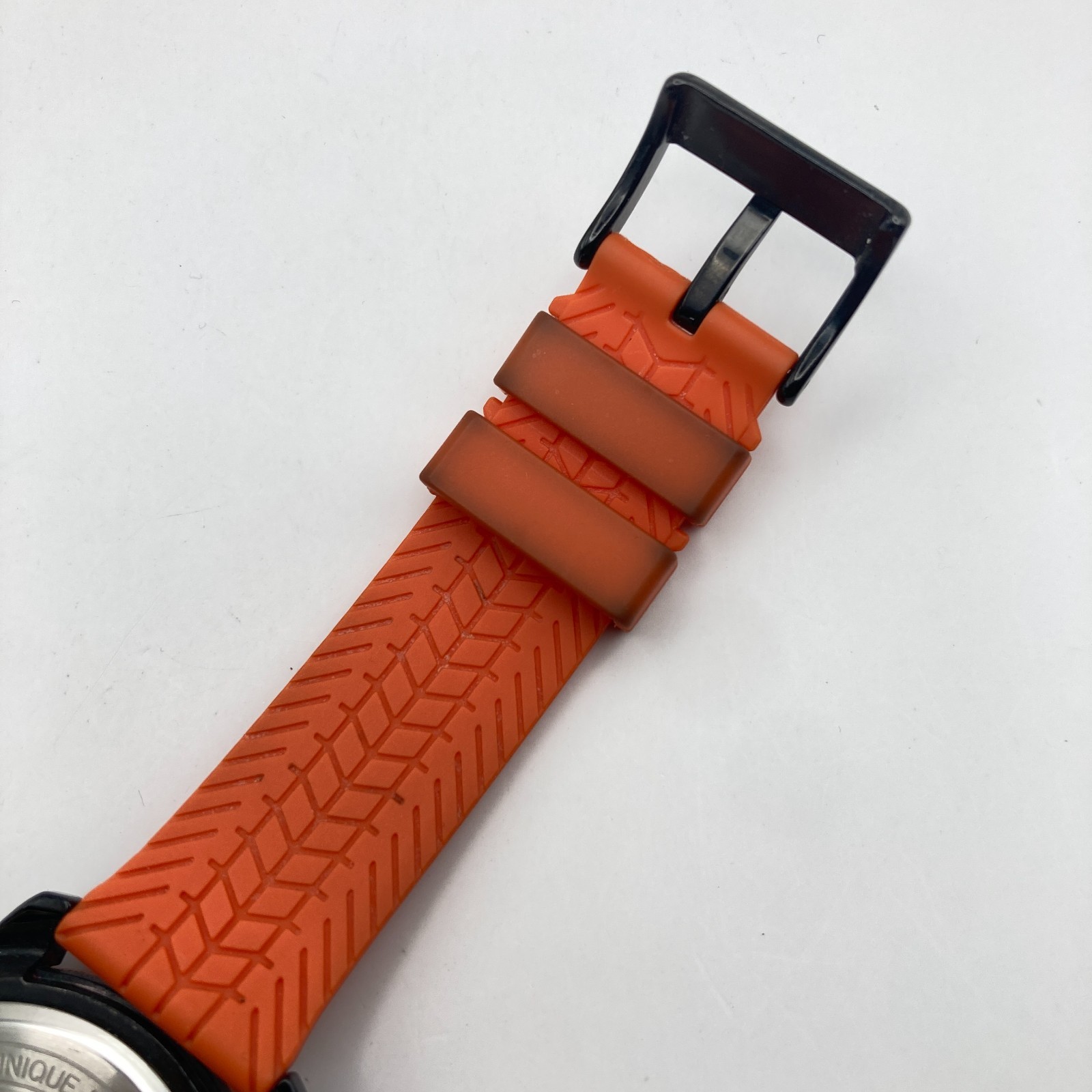 Naviforce Men’s Watch 43mm Black Orange Day Date 30M WR New Battery 9.5″