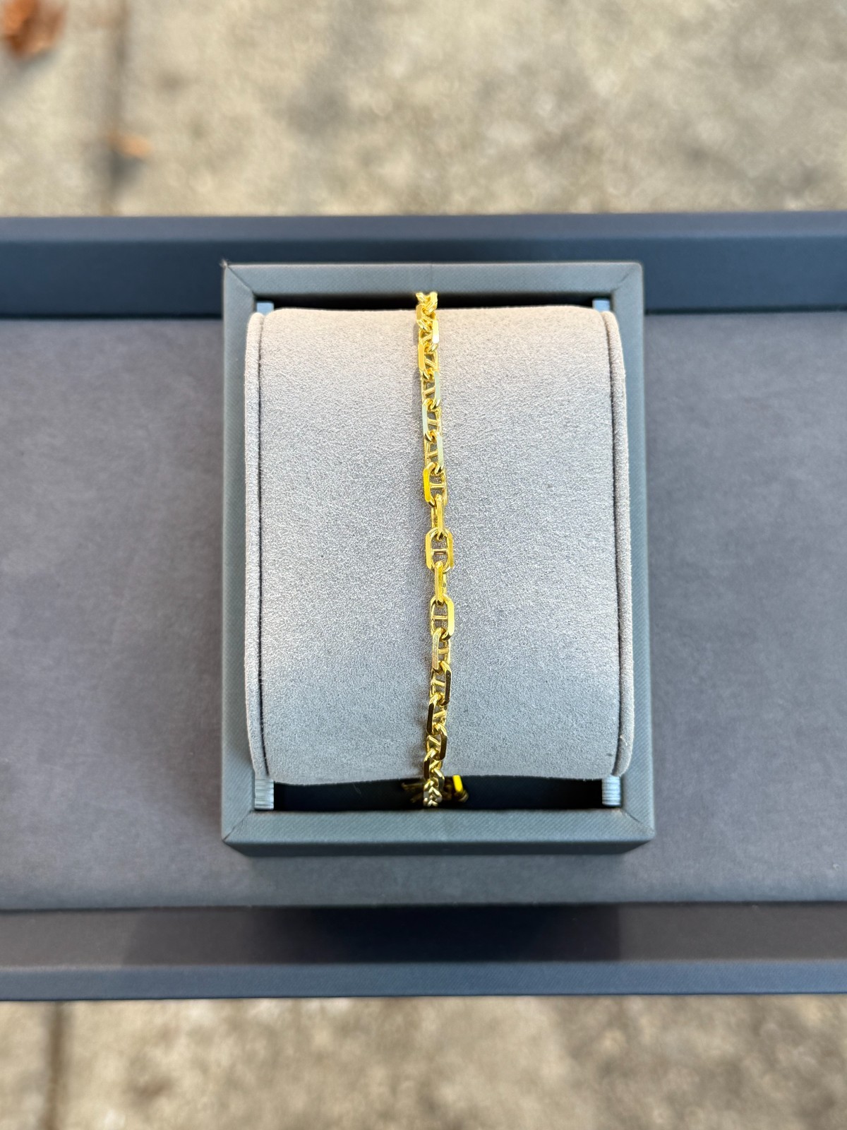 10K Solid Yellow Gold 4mm Mariner Anchor Link Chain Bracelet 8” Inch – Italy