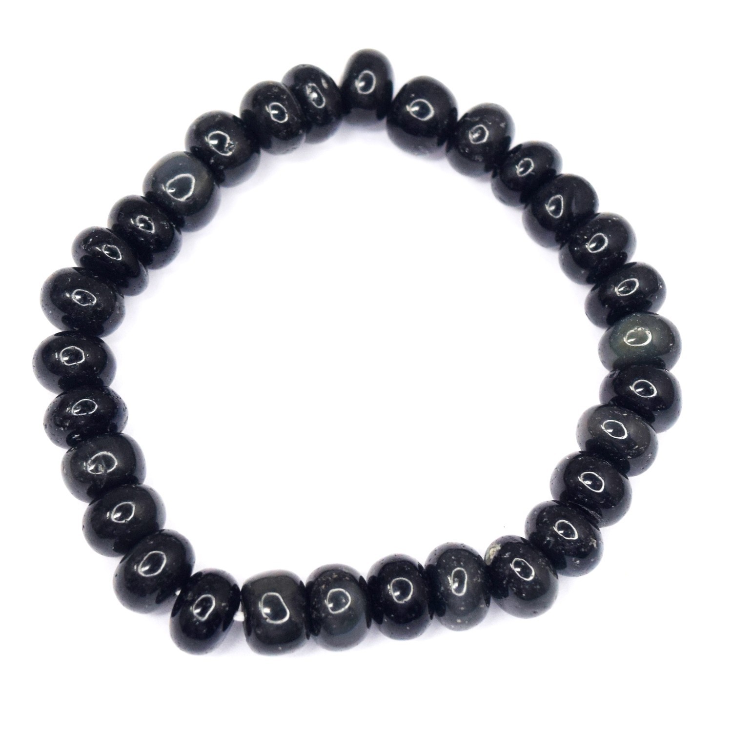 World Class Amazing 100.00 Cts Obsidian Stretchable Bracelet Beaded RK 137 AZ1