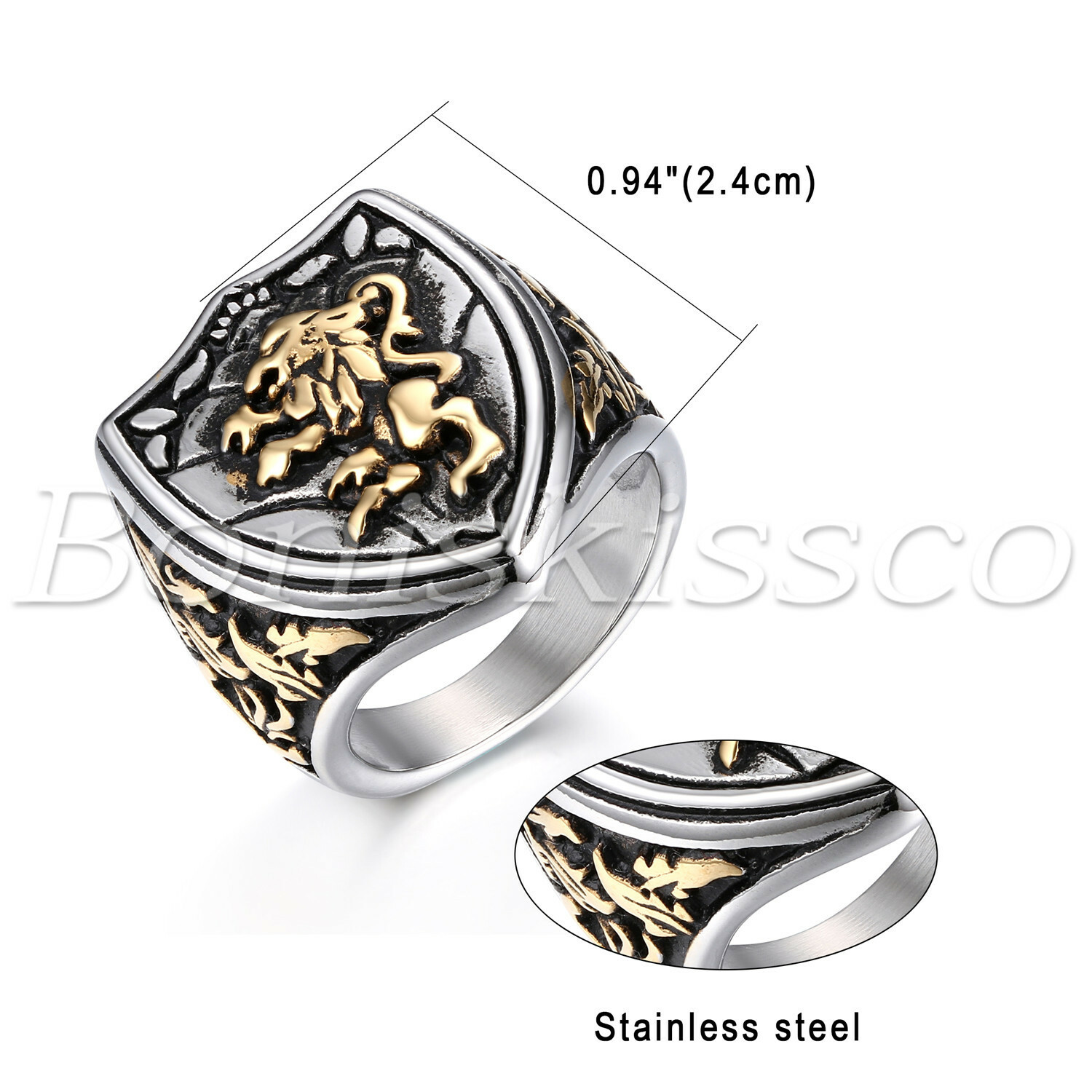 Men’s Retro Charm Stainless Steel Lion King Biker Rocker Gothic Ring Band #7-#13