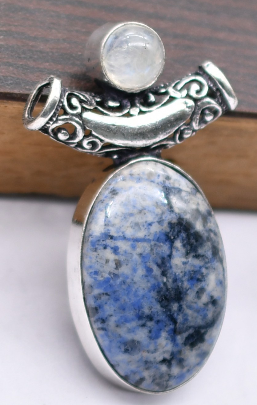 Sodalite & Other Natural Gemstone Ethnic Pendant Jewelry 2″ J487