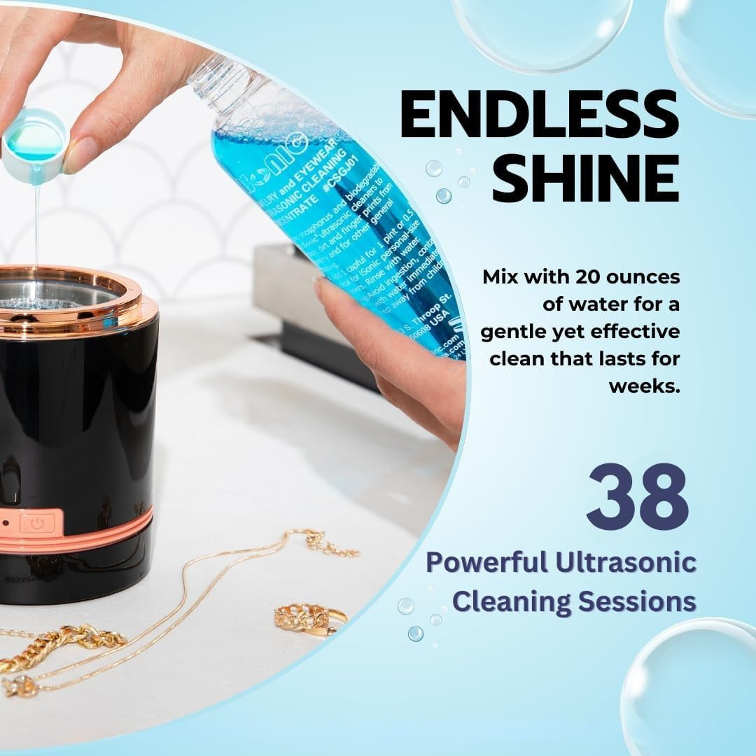 Ultrasonic Jewelry & Eyeglass Cleaner Solution Concentrate – Professional Cle…