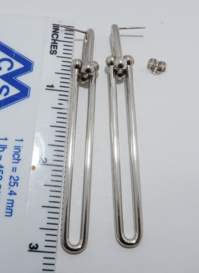 TIFFANY & Co. sterling silvernHardware double long link Pierce earrings