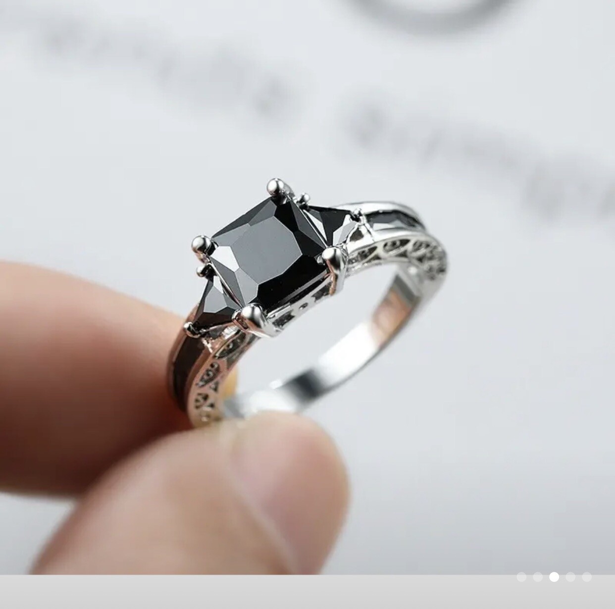 Gorgeous 925 silver plated black zicron ring