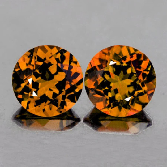 4.70 mm 2 pieces Round Natural Cognac Yellow Mali Garnet {Flawless- VVS}