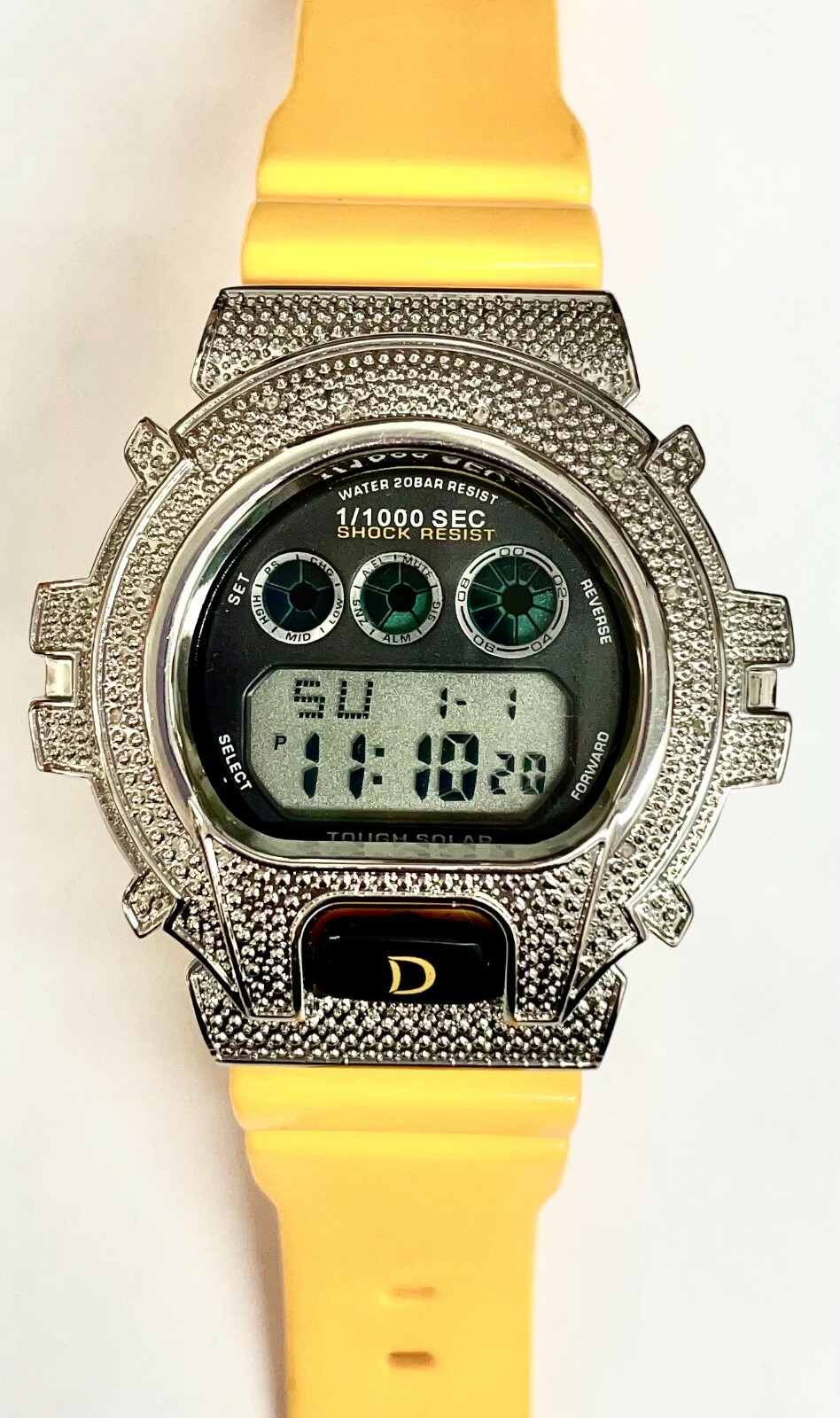 King Master Unisex Black Dial Yellow Rubber Band Digital Watch