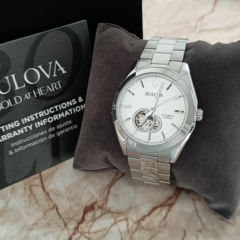 Bulova Surveyor 96A274 Silver/White Dial Men Classic Automatic Chronograph 42mm