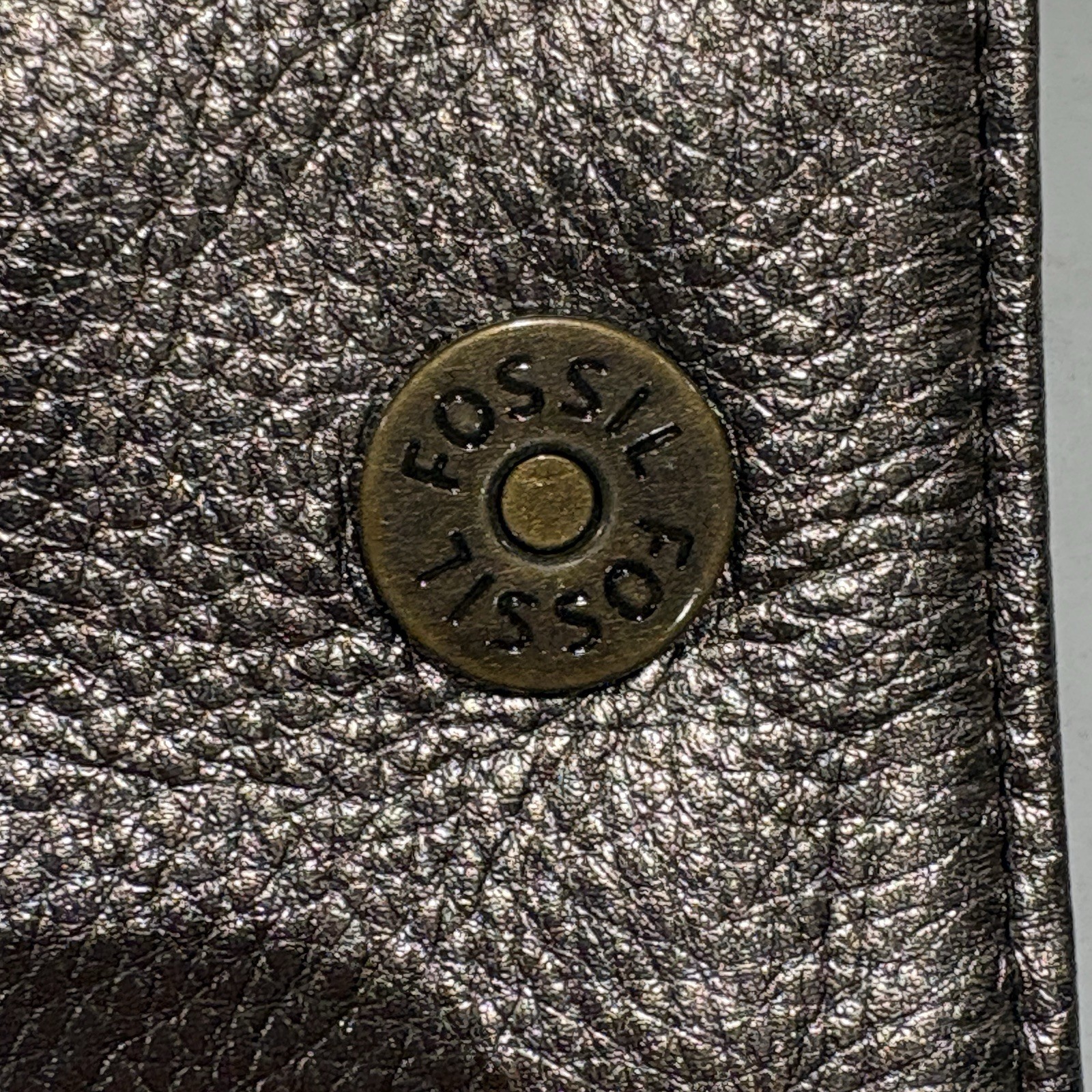 FOSSIL Soft Metallic Bronze Leather Flap Travel Jewelry Case Roll Clutch Wallet