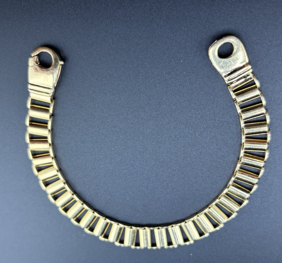 MENS ITALIAN 18K GOLD 8.5 INCH FLAT CURB LINK BRACELET 25 Grams