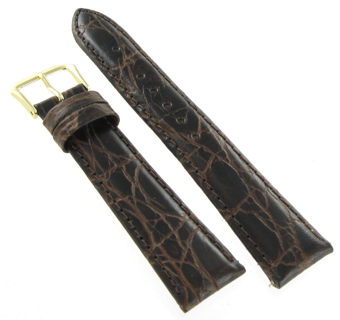 19mm Kreisler Brown Croco Grain Genuine Leather Padded Mens Watch Band Reg BOGO!