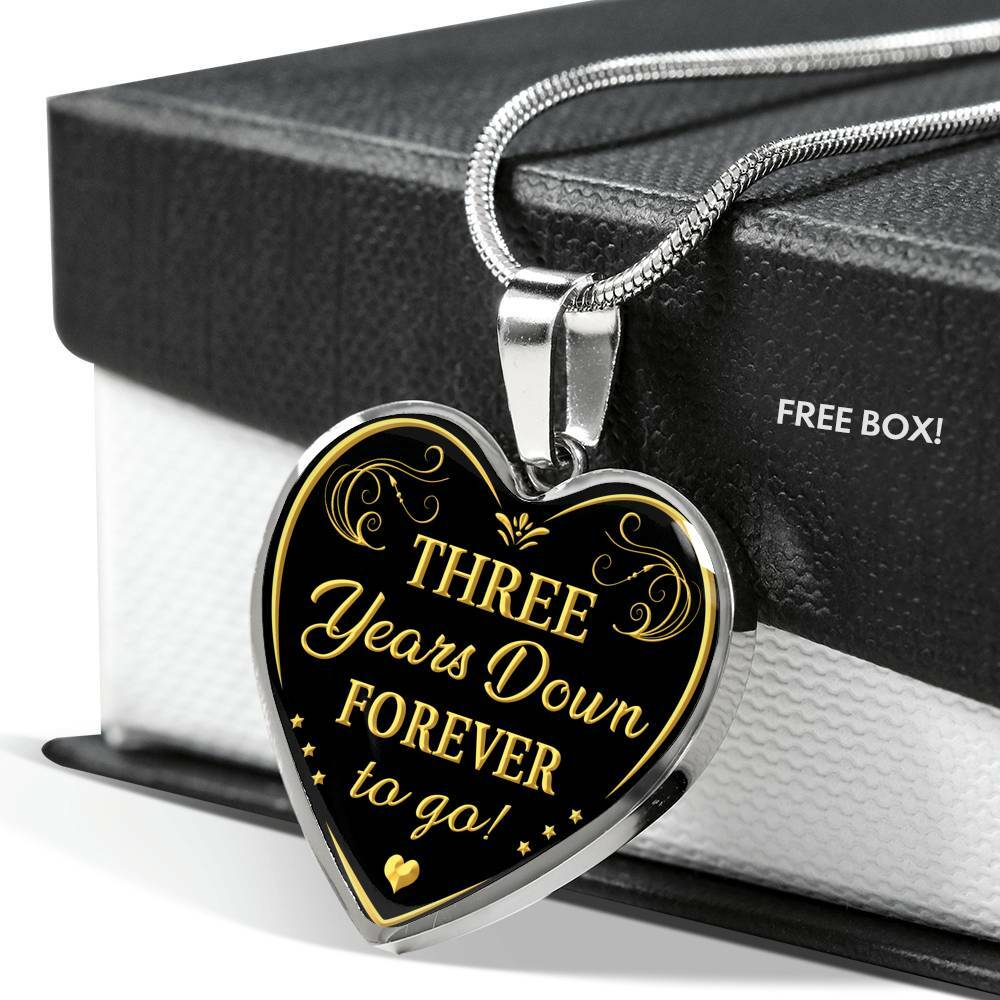 Three Year Marriage 3rd Anniversary Wedding Necklace Heart Pendant Gift For Wife