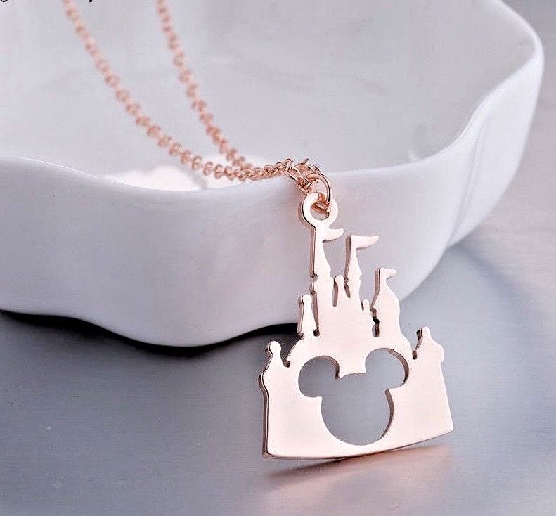 Mickey Mouse Necklace Magic Castle Pendant Womens Fashion Jewelry 71-2