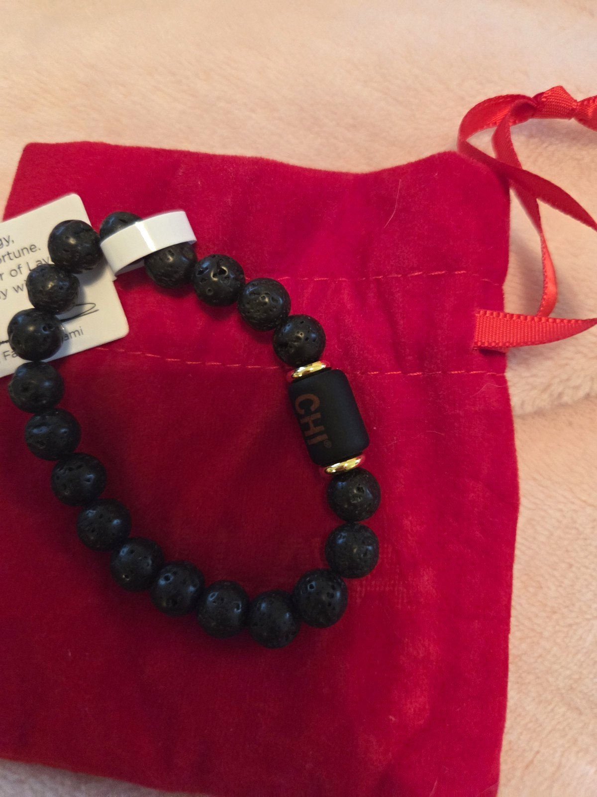 Black Lava Rock Beaded Stretch Bracelet Round Beads No Clasp Sizable