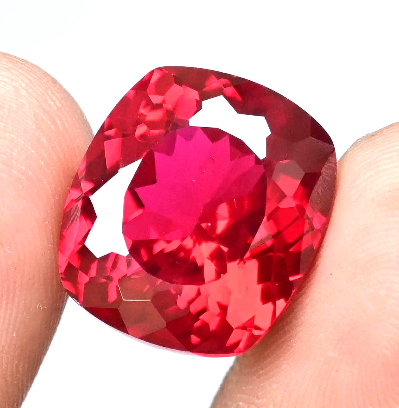 Flawless Natural Mozambique Blood Red Ruby 22.65 Ct Cushion Certified Gemstone