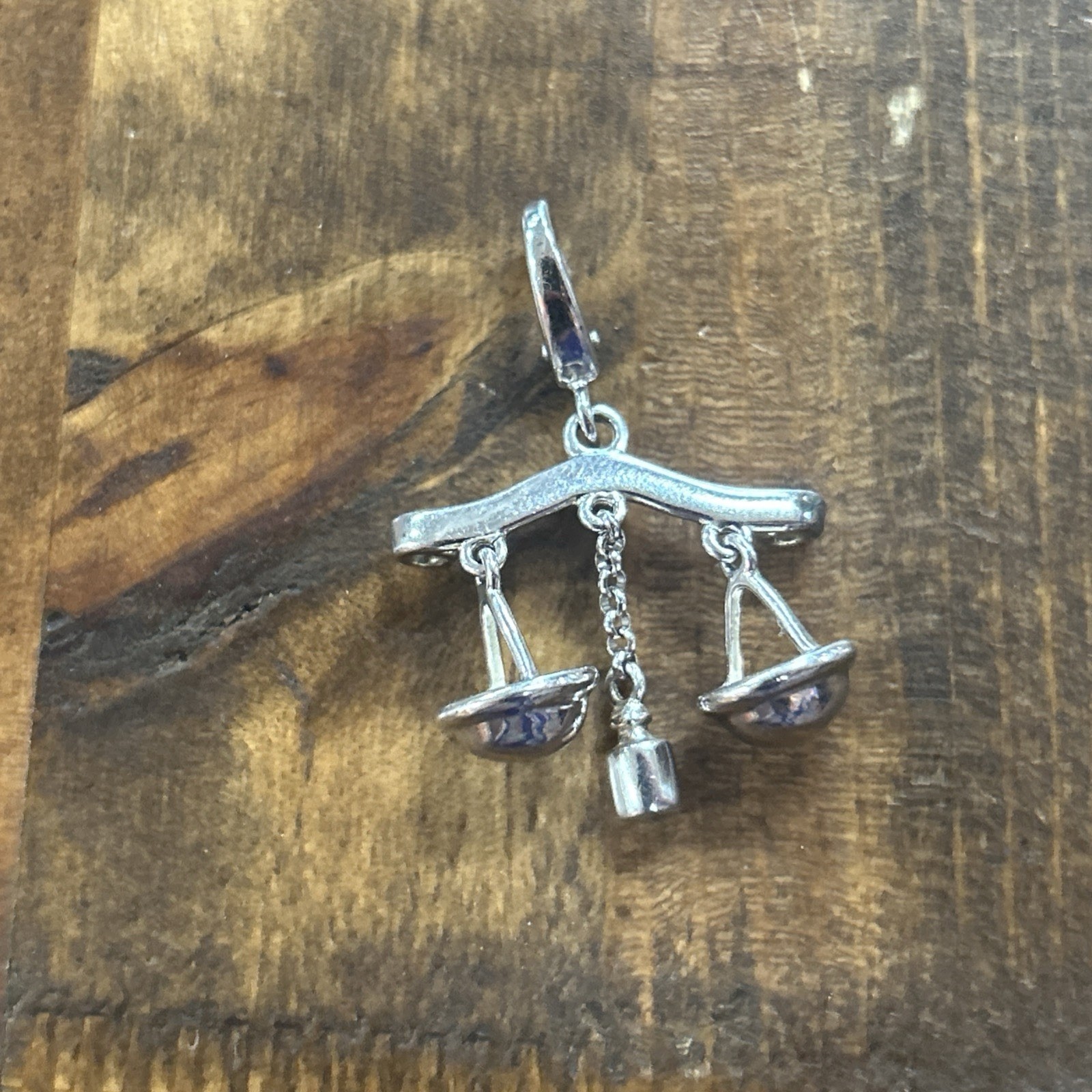 Amore La Vita Sterling Silver 3-D Enameled Scales of Justice Dangle Charm 3.85G