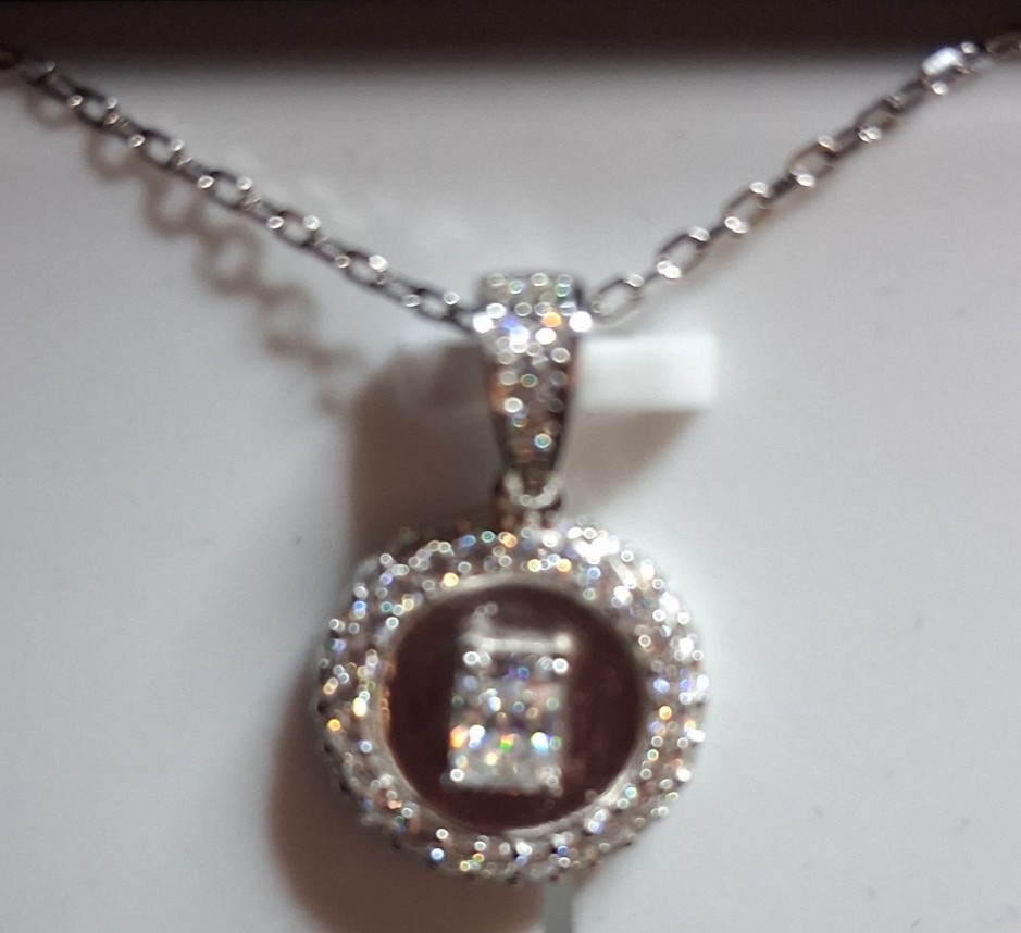 Elegant 2.0ctw Moissanite HALO PENDANT w/CHAIN 925 Sterling