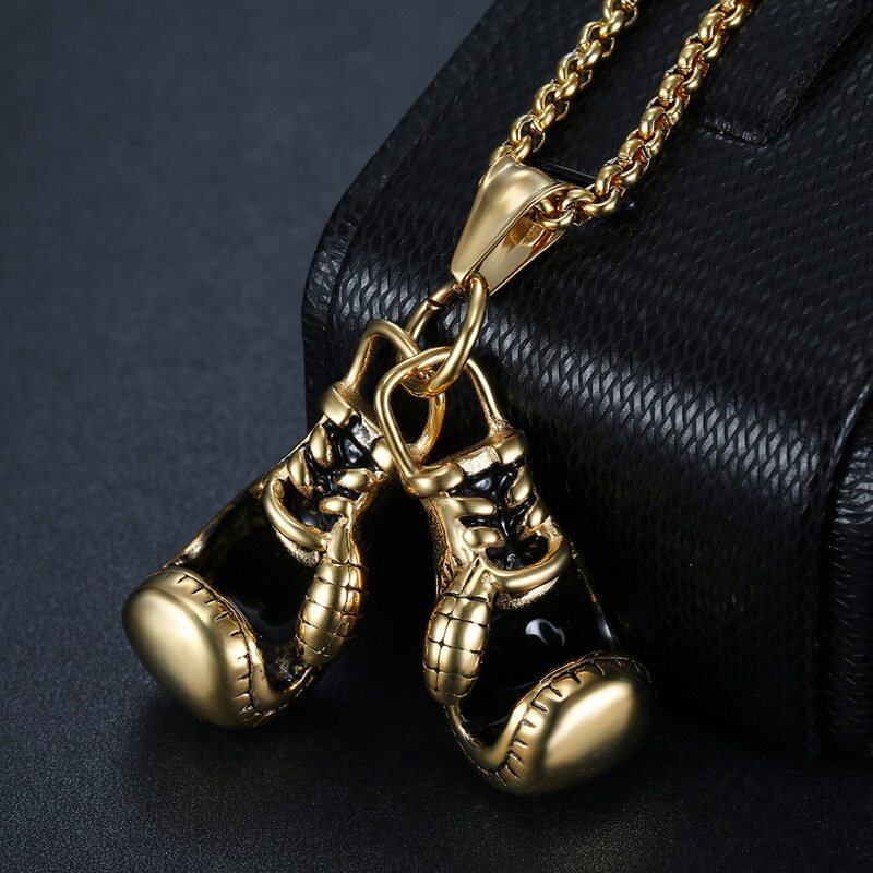 Hip-hop Men Punk Rock Personalized Stainless Steel Sport Gloves Pendant necklace