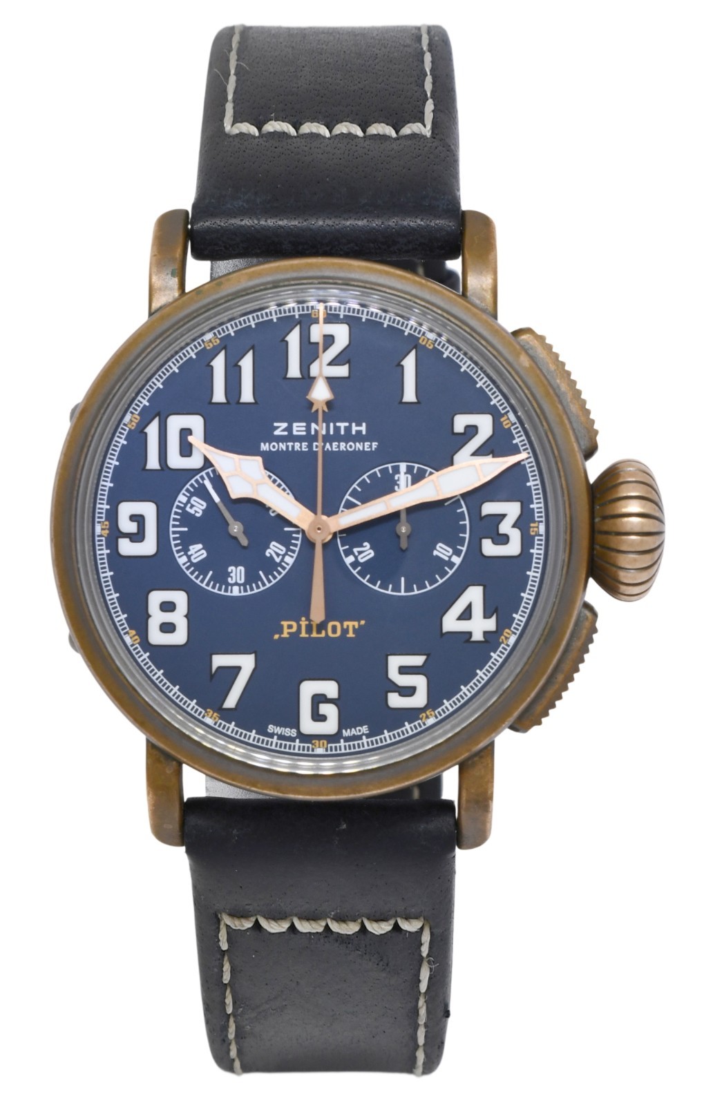 Zenith Pilot Type 20 Chronograph Bronze Blue Dial 45mm Watch B/P ’20 29.2430.406
