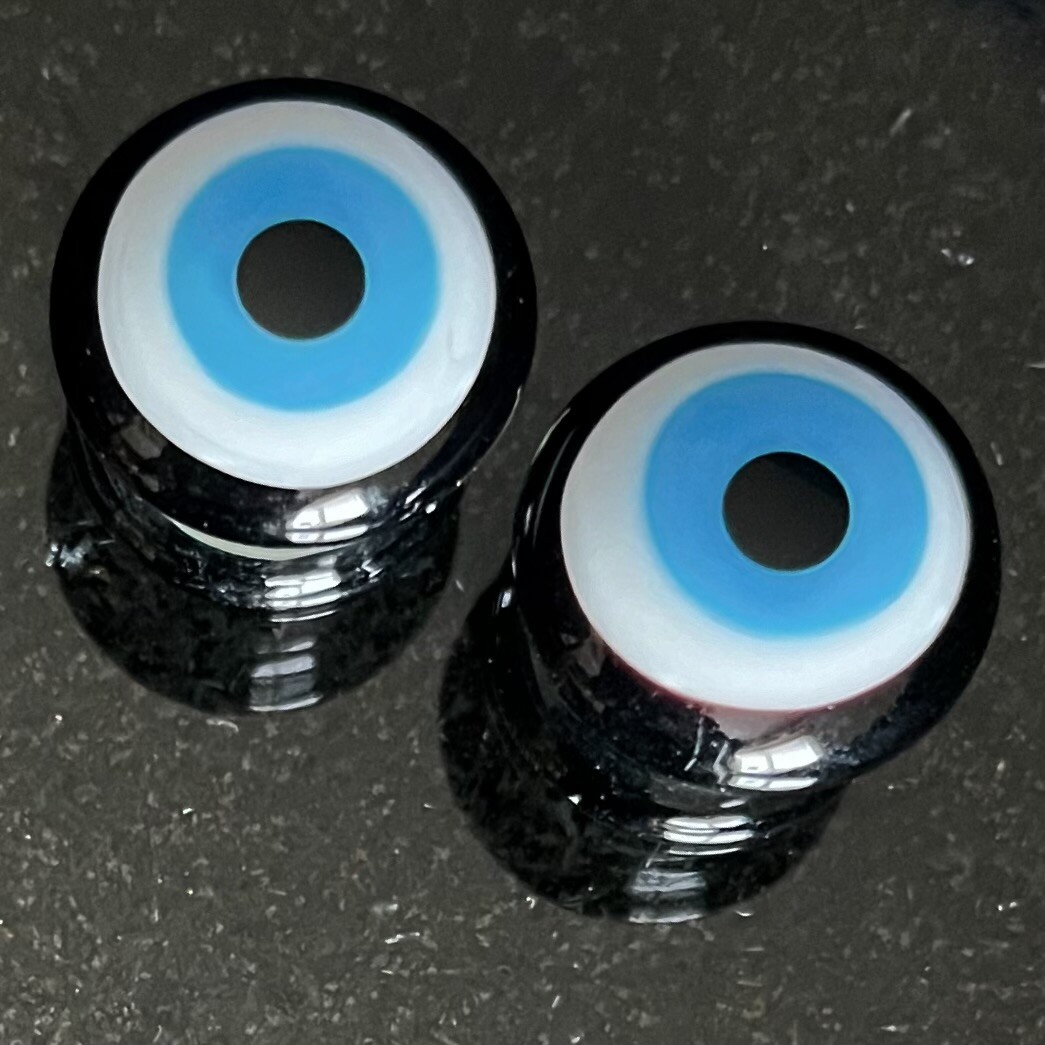 PAIR Evil Eye Glass Double Flare Plugs Tunnels Gauges Piercing Body Jewelry