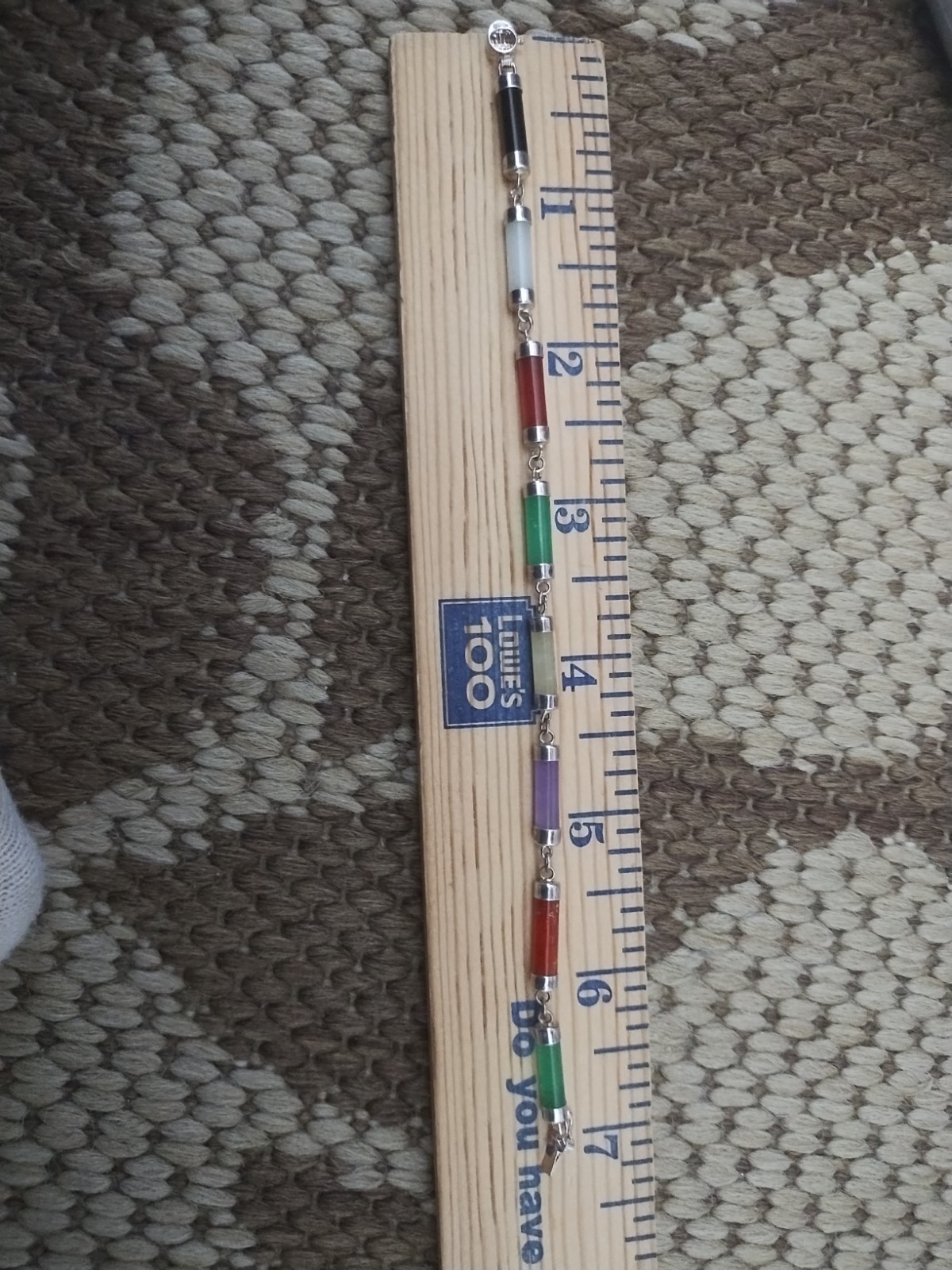 Multi-Stone 925 Sterling Silver Tube Cylinder Link Bracelet