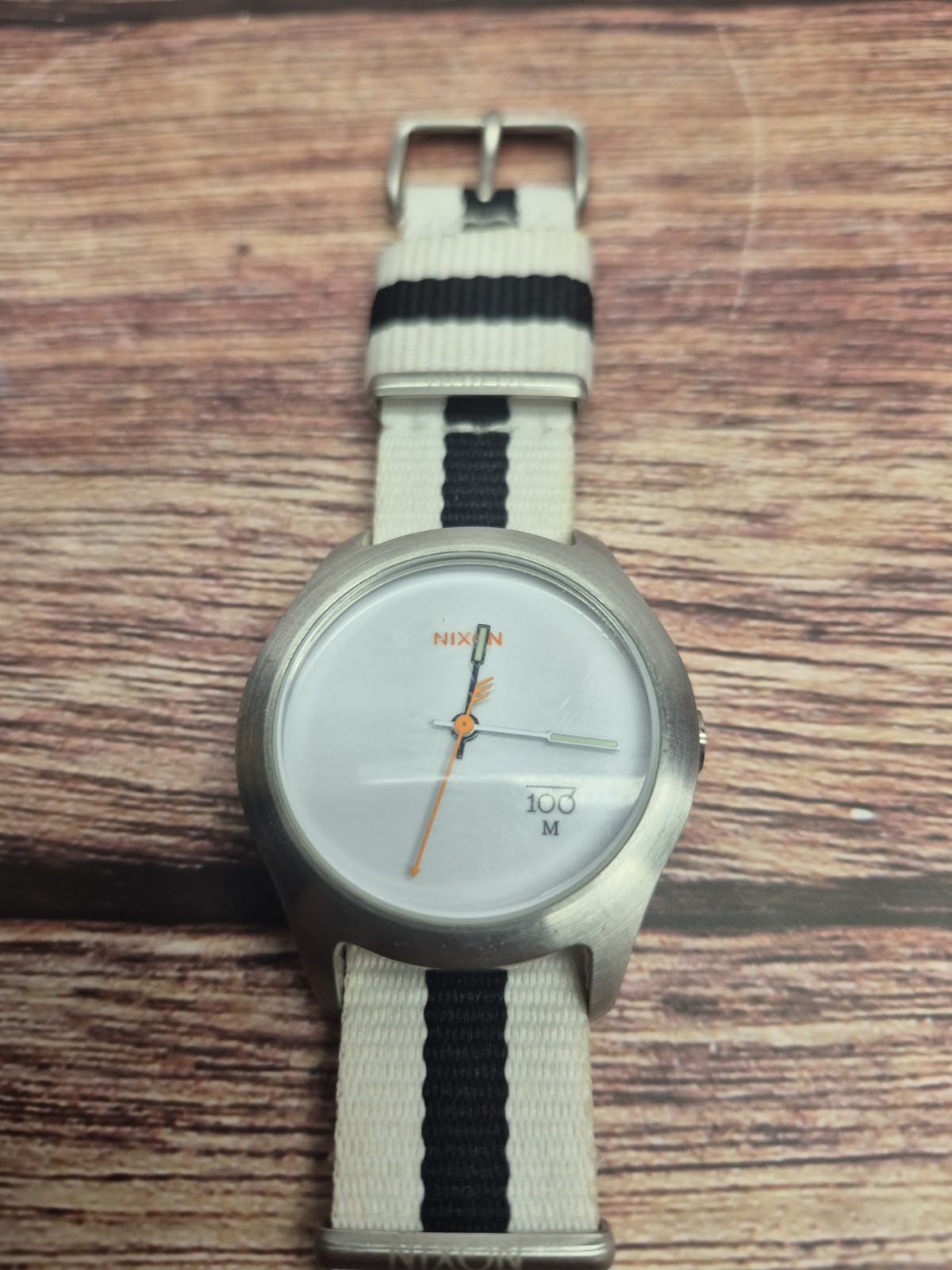 Nixon The Quad Mod Surf White Dial Men’s Watch Stainless Steel Striped NATO Band