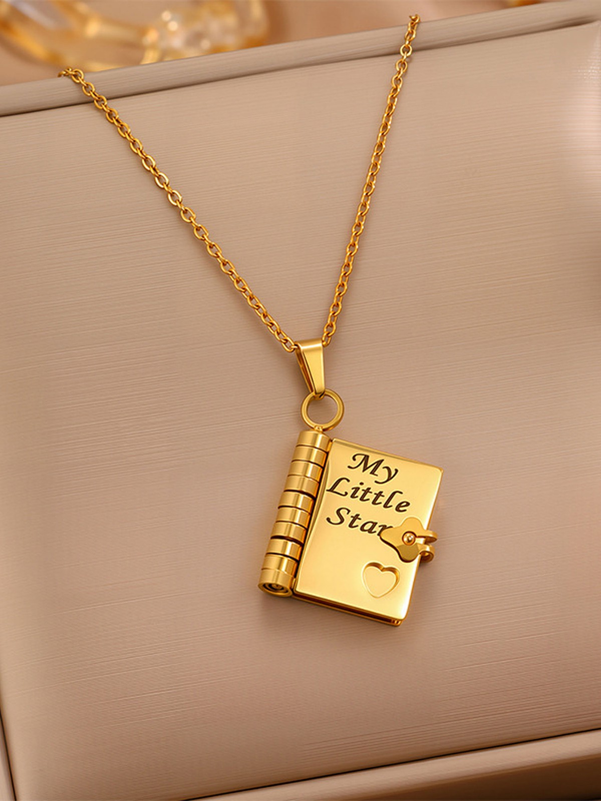 My Little Star Book Pendant Necklace for Daughter Open Pages Engraved Letter US