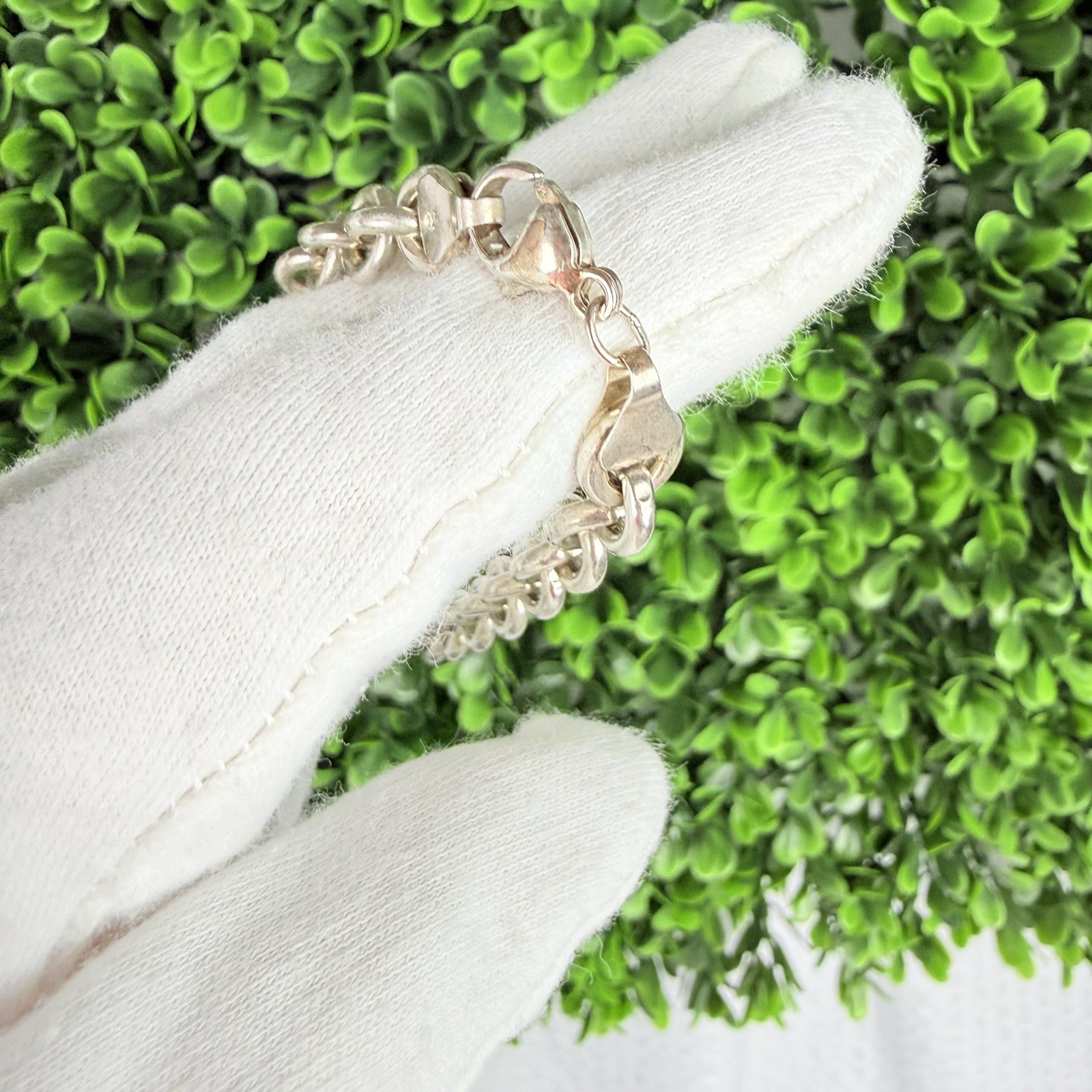 Sterling Silver 925 Chunky 7+mm Rolo Link Chain Bracelet Signed 24+g