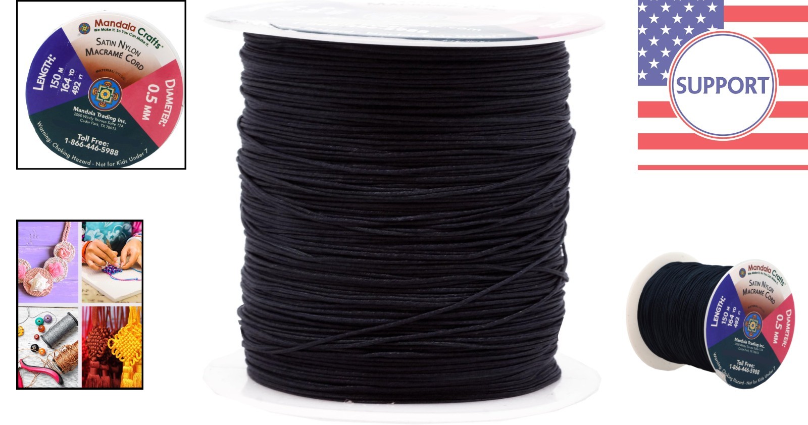 Versatile 164 Yards 0.5mm Black Nylon String – Ideal for Jewelry & DIY Crafts