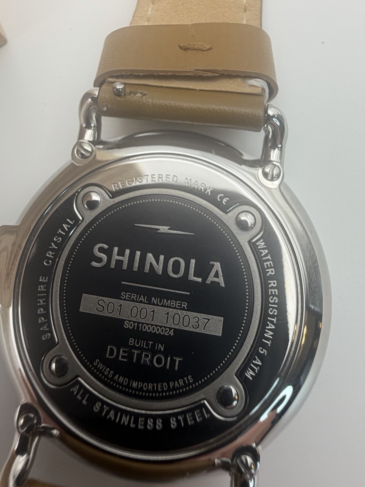 Shinola Argonite-1069 Quartz 41mm Slate Blue Dial Brown Leather Strap Watch Box